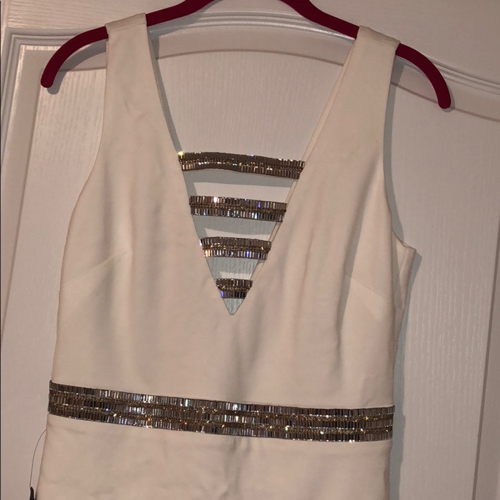 Bebe Harlow Double V Embellished Dress